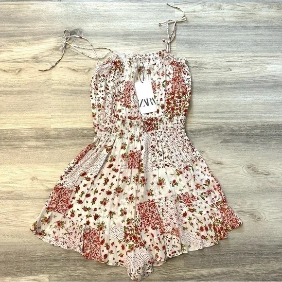 New! ZARA Floral Patchwork jumpsuit size large Zara romper